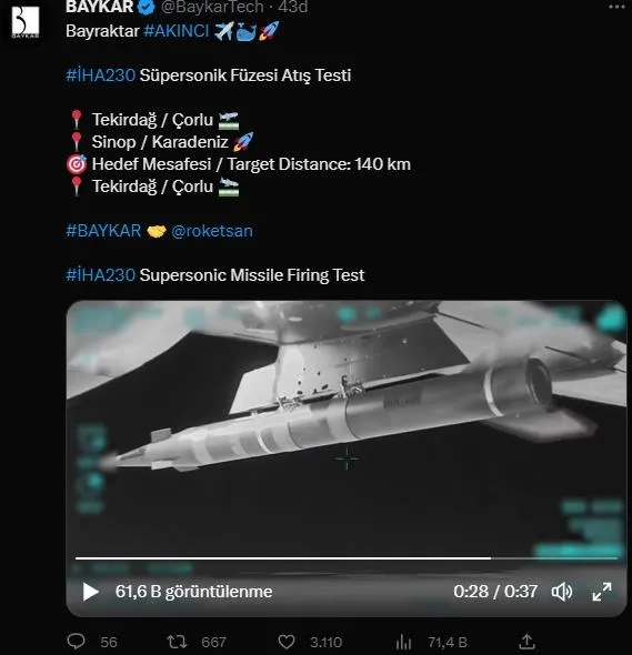 Bayraktar AKINCI, İHA-230 füzesi ile 140 kilometreden tam isabet vurdu-2