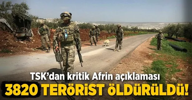 İşte Afrin’de etkisiz hale getirilen terörist sayısı