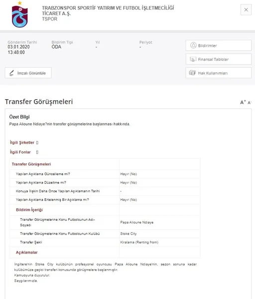 Son dakika: Trabzonspor, Ndiaye'yi KAP'a bildirdi!-2