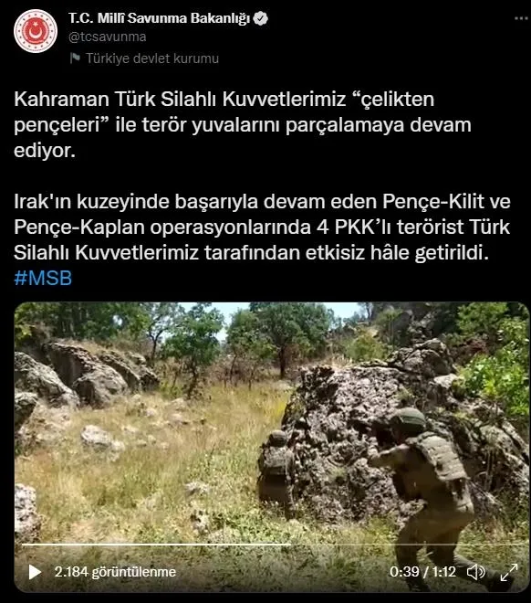 Terör örgütü PKK'ya bir darbe daha: 4 terörist etkisiz hale getirildi-1