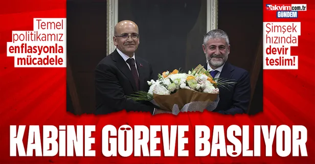 Bakanlıklarda devir-teslim töreni | Hazine ve Maliye Bakanı Mehmet Şimşek görevi devraldı: "Temel politikamız enflasyonla mücadele"