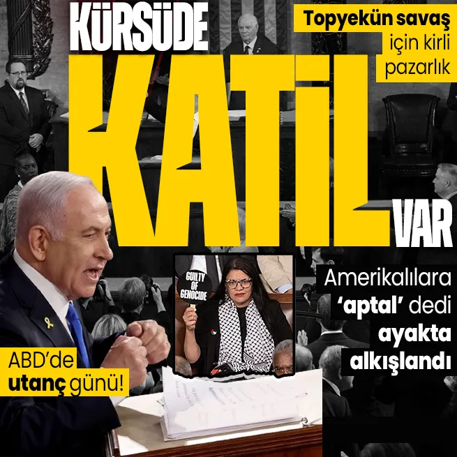 ABDde utanç görüntüleri! Katil Netanyahu ABD Kongresinde ayakta alkışlandı | Türkiyeden sert tepki