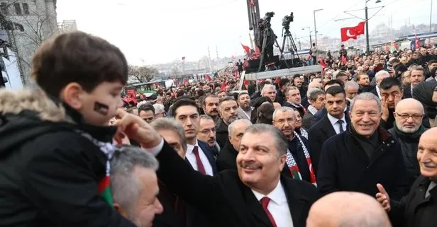 Son dakika: Sağlık Bakanı Fahrettin Koca şehitlerimiz ve Filistin yürüyüşünde