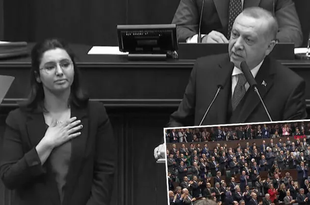 Başkan Erdoğan kürsüyü şehit kızı Gülay Demir'e bıraktı! AK Parti grubu ayakta alkışladı
