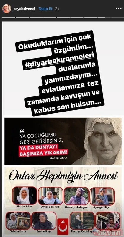 Ceyda Düvenci evlat nöbeti tutan Diyarbakır annelerine destek verdi!