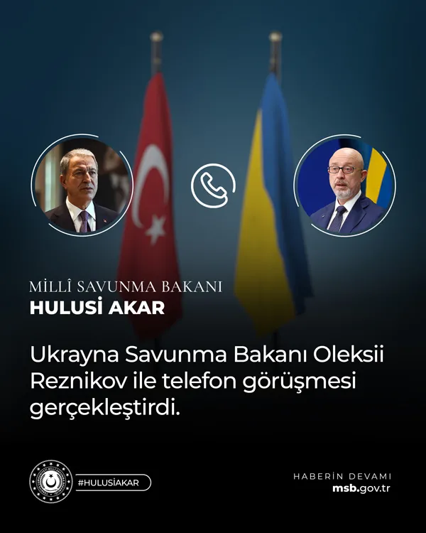 Son dakika: Milli Savunma Bakanı Hulusi Akar Ukraynalı mevkidaşı Oleksii Reznikov ile görüştü-1