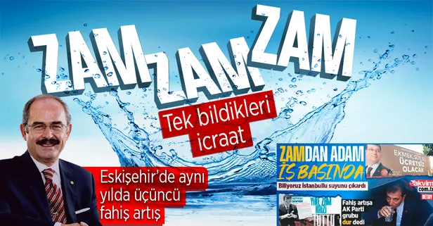 CHP’li belediyelerde zam furyası! İstanbul’un ardından Eskişehir’de de şebeke suyuna bu yıl içinde üçüncü kez zam yapıldı