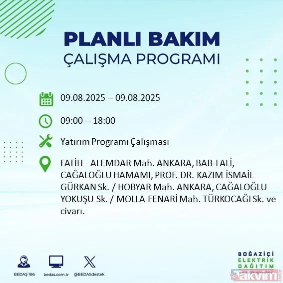 İstanbul'da hafta sonu (9 Ağustos) elektrik kesintisi var mı? BEDAŞ ilçe ilçe saat verdi - 16