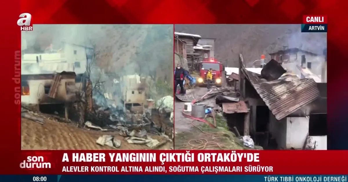 SON DAKİKA! Artvin Ortaköy'deki yangının boyutu gün ağarınca ortaya çıktı! A Haber yangının çıktığı Ortaköy'de