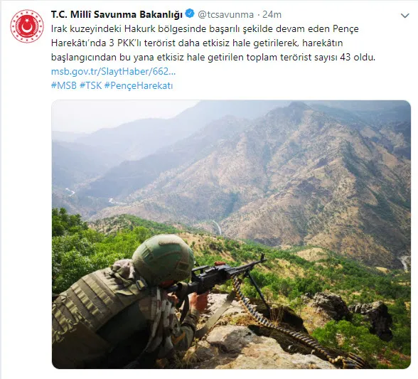 Hakurk'a "Pençe" darbesi! Etkisiz hale getirilen terörist sayısı 43'e yükseldi-1