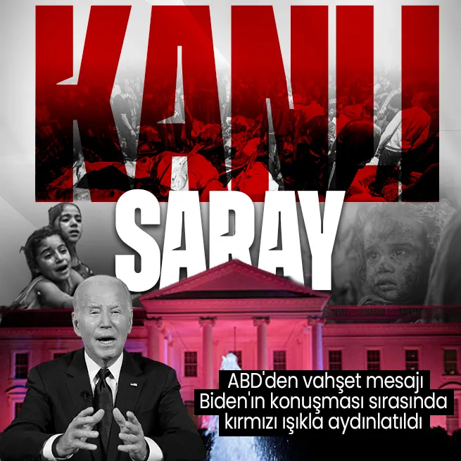 SON DAKİKA I ABD Başkanı Biden ulusa seslendi! Beyaz Saray kan kırmızı ışıklandırıldı: Vahşet ve savaş mesajı