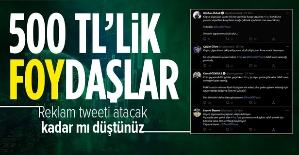 Sabah gazetesi yazarı Dilek Güngör yazdı: Bir tweetle kripto para reklamı yapıp 500 TL kazanan ’FOY’daş isimler