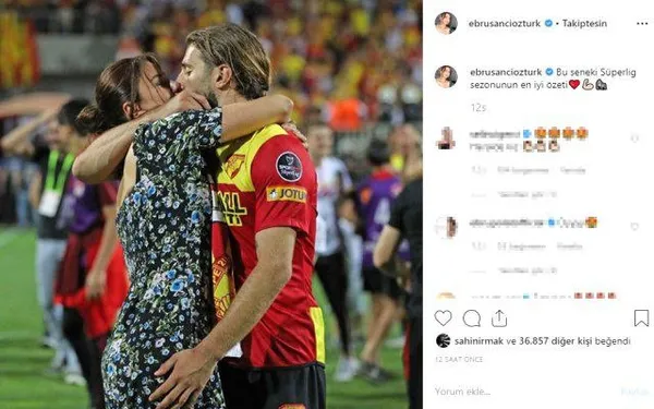 Göztepe-Ankaragücü maçına damga vuran anlar! Ebru Şancı, maçı kazanan eşi Alpaslan Öztürk'ü öpücüklere boğdu!-2