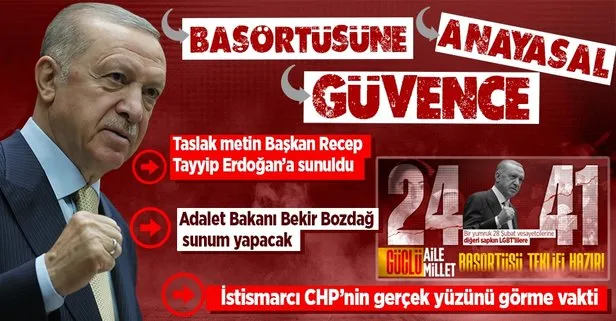 Son dakika: Başörtüsüne anayasal güvence! Teklif Başkan Recep Tayyip Erdoğan’a iletildi