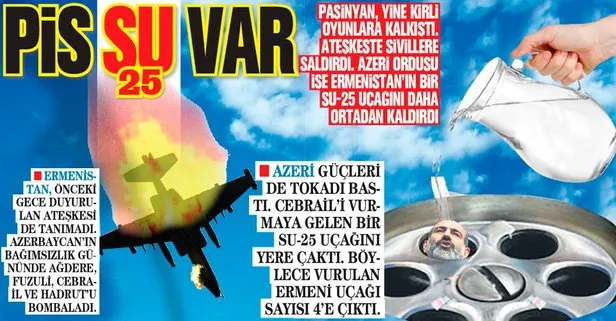 Paşinyan ateşkeste sivillere saldırdı! Azerbaycan ordusu Ermenistan’ın bir Su-25 uçağını daha ortadan kaldırdı...
