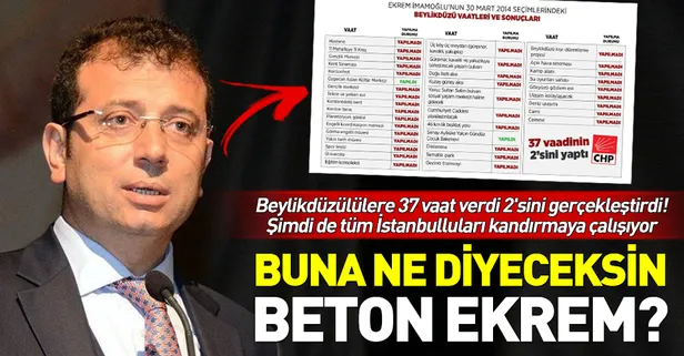 CHP'nin İstanbul adayı Ekrem İmamoğlu, Beylikdüzü için açıkladığı vaatleri yerine getirmemiş