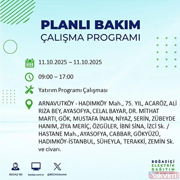 Evde elektrik ne zaman gelir? 11-12 EKİM İLÇE İLÇE LİSTE: İstanbul'da 9 saat yok - 3