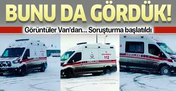 Görüntüler Van’dan: Ambulansla karlı zeminde drift! İl Sağlık Müdürlüğü soruşturma başlattı