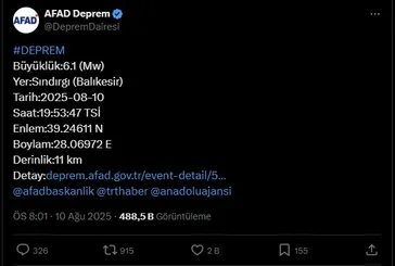 SON DAKİKA | Balıkesir'de 6.1 büyüklüğünde deprem! İstanbul ve İzmir'de hissedildi