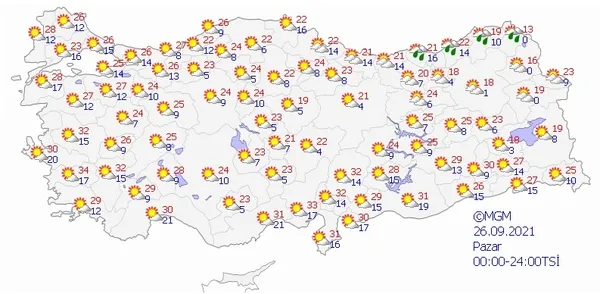 HAVA DURUMU | Meteoroloji haritayı paylaştı! Sıcaklıklar yükseliyor | 26-30 Eylül-10