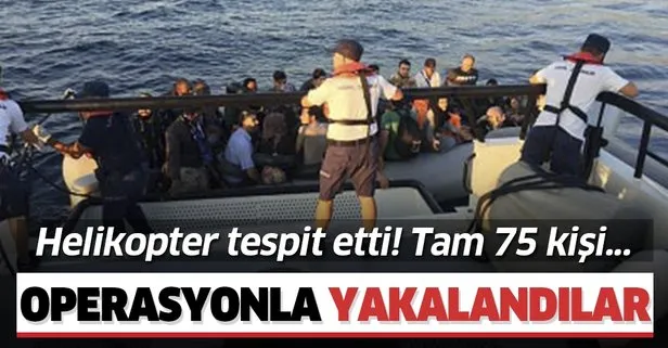 İzmir Çeşme’de lastik botlarda 75 kaçak göçmen yakalandı