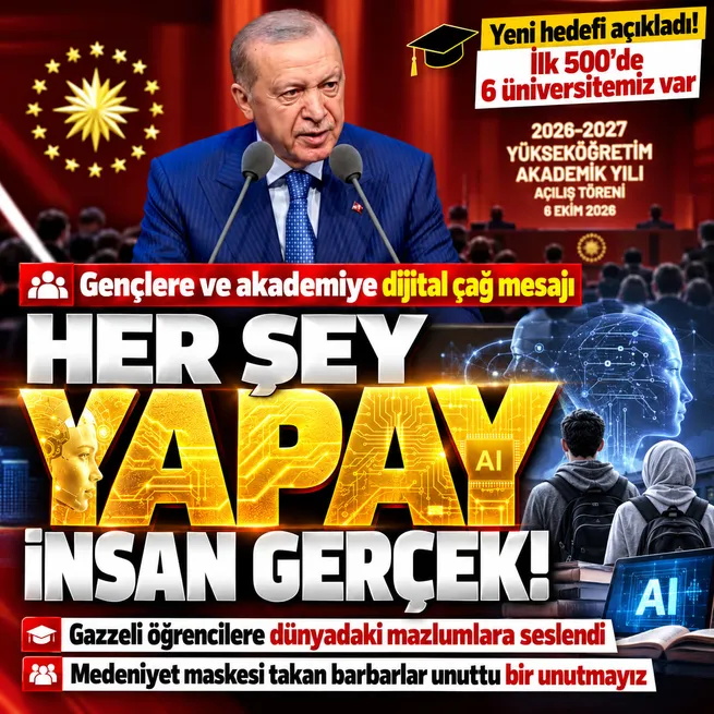 Başkan Erdoğan’dan akademik yıl açılışında yapay zeka mesajı: Ana aktör insan olmazsa bilgi kalıcı olmaz