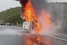Bursa İnegöl'de yolcu otobüsü alev alev yandı! İçinde 35 yolcu vardı