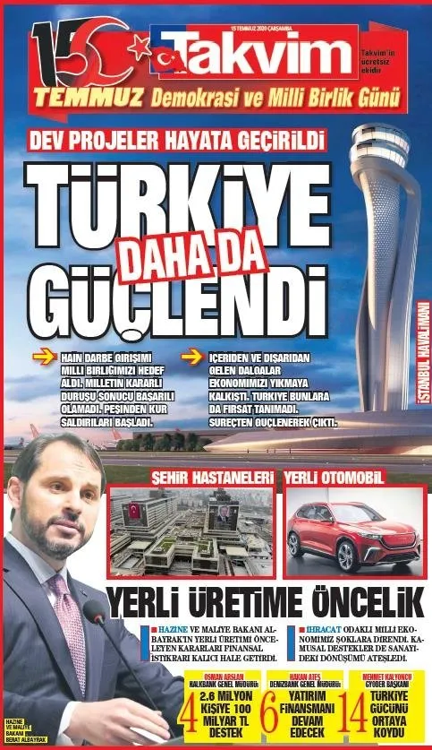 takvim gazetesi 15 temmuz ozel eki