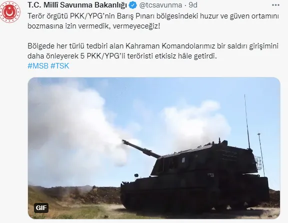 Son dakika: MSB duyurdu! Barış Pınarı'na saldırı girişimi! 5 PKK'lı terörist etkisiz hale getirildi-1