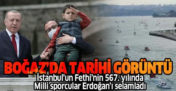 Fetih coşkusu başladı! Milli sporcular 29 Mayıs İstanbul Boğazı Saygı Geçişi kapsamında Başkan Erdoğan’ı selamladı