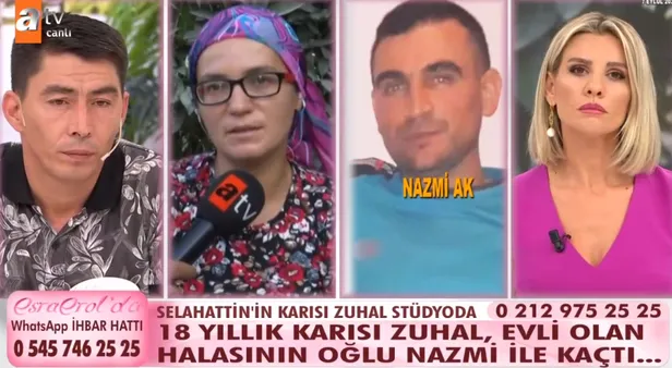 ATV ESRA EROL SON BÖLÜM İZLE! 18 yıllık eşinden halasının evli olan oğluna kaçtı... Canlı yayında büyük yüzleşme-2