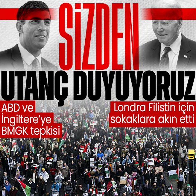 Londrada Filistin için insan seli! ABD ve İngiltereye BMGK tepkisi: Sizden utanç duyuyoruz