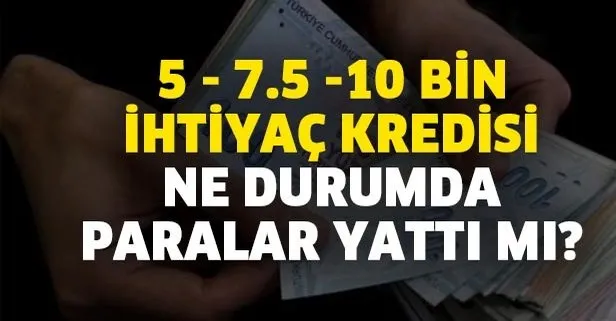 Ziraat, Vakıfbank, Halkbank ihtiyaç destek kredisi sorgulama! 5 - 7.5 -10 bin ihtiyaç kredisi ne durumda, paralar yattı mı?