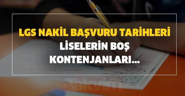 MEB 2020 LGS nakil başvuru tarihleri ve liselerin boş kontenjanları taban tavan puanları yüzdelik dilimleri... E okul giriş ekranı!