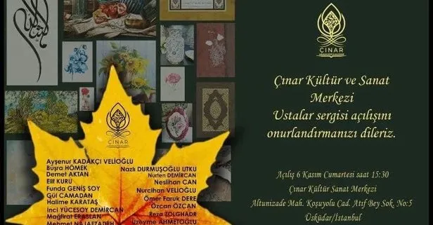 Çınar Kültür ve Sanat Merkezi’nde ’Ustalar’ sergisi 6 Kasım’da başlıyor