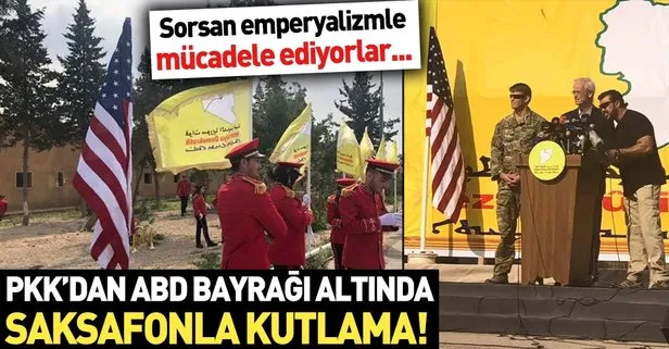 YPG’lilerden ABD bayrağı altında saksafonlu kutlama