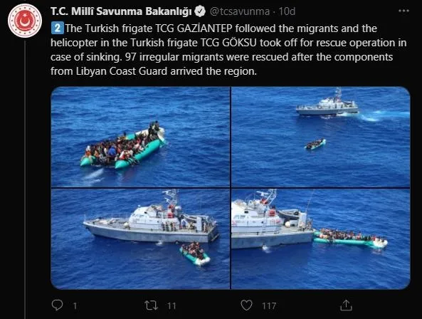 SON DAKİKA: MSB duyurdu: 97 düzensiz göçmen Libya açıklarında kurtarıldı-2