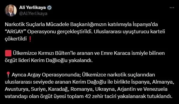 Zehir tacirlerine İspanya'da ARGAY darbesi! Bakan Yerlikaya duyurdu: Uluslararası uyuşturucu karteli çökertildi-2