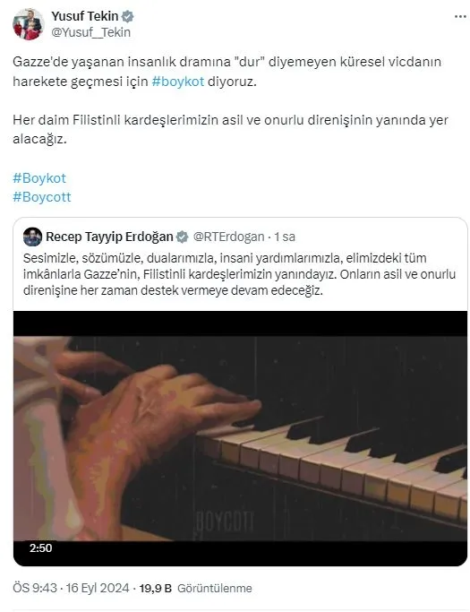 Başkan Erdoğan'dan "boykot" şarkısı paylaşımı: Tüm imkanlarla Gazze’nin yanındayız | İşte sözleri...-10