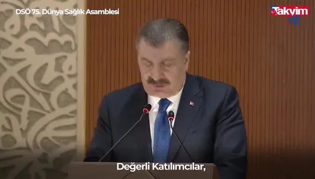 Bakan Fahrettin Koca 75. Dünya Sağlık Asamblesi’nde konuştu