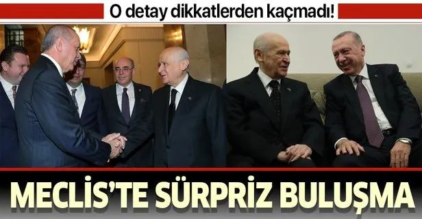 Son dakika: Meclis’te sürpriz görüşme! Başkan Erdoğan ile Bahçeli bir araya geldi