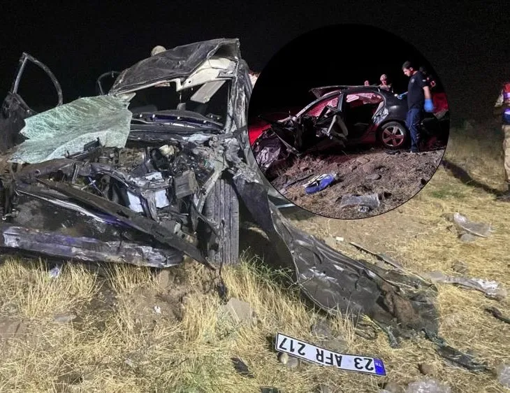 Elazığ’da korkunç kaza | Kontrolden çıkan otomobil şarampole devrildi! 2 ölü 3 yaralı