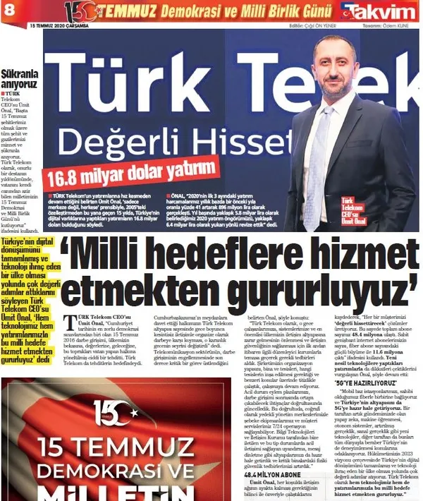 Dev projeler hayata geçirildi, Türkiye daha da güçlendi | Takvim Gazetesi 15 Temmuz özel eki-5
