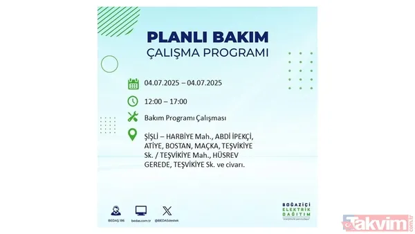 4 Temmuz'da İstanbul'da Elektrik Kesintisi Yaşanacak İlçeler