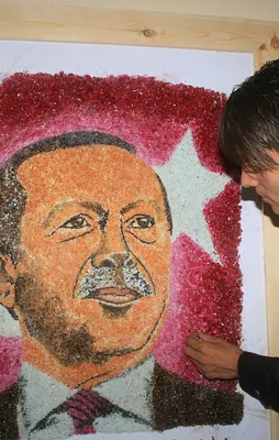 Afgan ressam yakut taşıyla Erdoğan'ı resmetti
