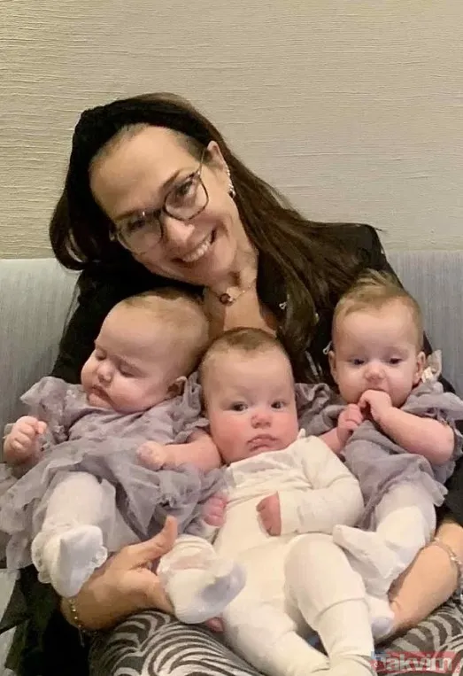 Kıbrıs'ta tüp bebek tedavisi gören 50 yaşındaki hemşire üçüz bebeklerini kucağına aldı - 1