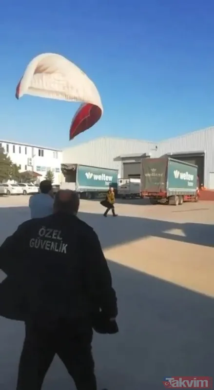 Mesaiye geç kalan fabrika işçisi fabrikaya paraşütle gitti - 1
