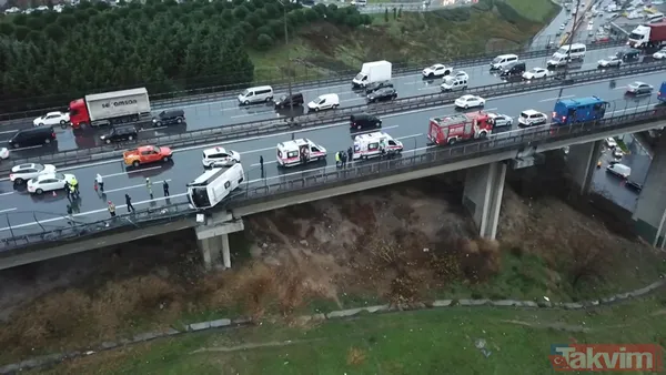 Eyvah eyvah! Yürekler ağza geldi! Cezaevi aracı viyadükte asılı kaldı - 14