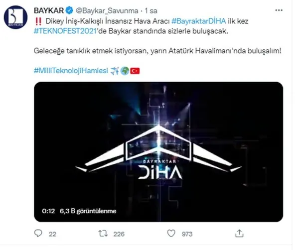 Baykar’ın göz bebeği görücüye çıkıyor! DİHA Teknofest’te yer alacak