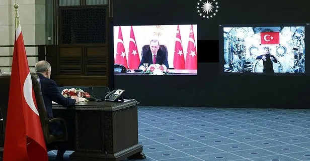 Alper Gezeravcı uzaydan ilk bağlantıyı Başkan Erdoğan ile gerçekleştirdi